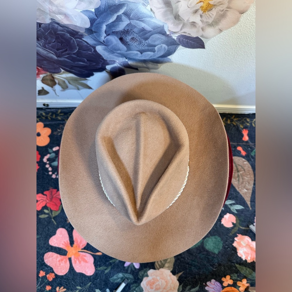 NEW Gladys Tamez Millinery Alex Hat in Camel Brown Suede Cowboy Small S - Picture 5 of 10